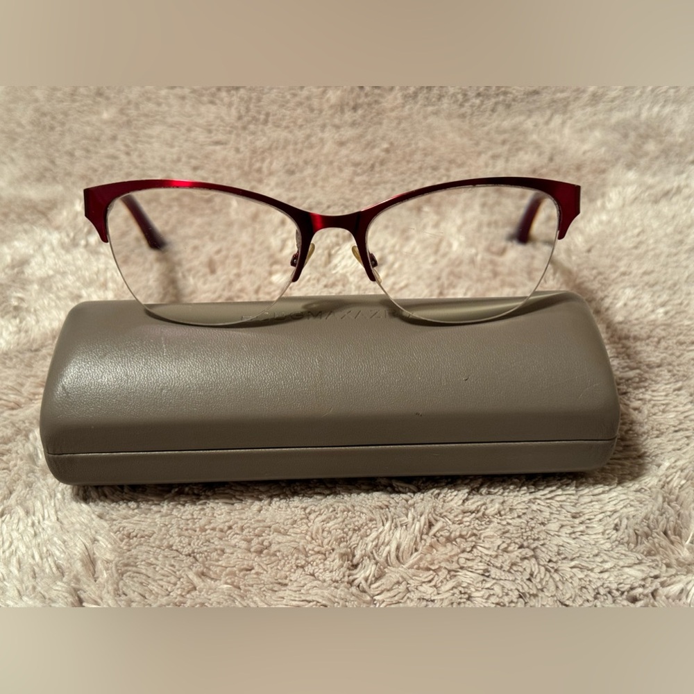 BCBG MaxAzria Red Glasses with case and cleaning cloth